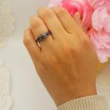 1.35 Carat (Ctw) Black Rhodium Plated Sterling Silver Round Black Diamond Ladies Split Shank Bridal Engagement Ring Set With Matching Band
