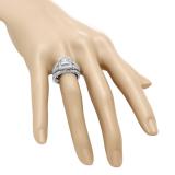 2.00 Carat (Ctw) 14K White Gold Princess & Round Cut White Diamond Ladies Split Shank Vintage Style Bridal Engagement Ring With Matching Band Set
