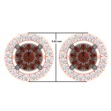 0.50 Carat (Ctw) 10K Rose Gold Round Champagne & White Diamond Ladies Cluster Style Stud Earrings 1/2 CT