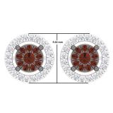 0.50 Carat (Ctw) 14K White Gold Round Champagne & White Diamond Ladies Cluster Style Stud Earrings 1/2 CT