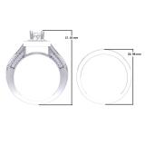 0.95 Carat (Ctw) 14K White Gold Princess & Round Cut White Diamond Ladies Split Shank Milgrain Bridal Engagement Ring With Matching Band Set