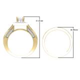 0.95 Carat (Ctw) 14K Yellow Gold Princess & Round Cut White Diamond Ladies Split Shank Milgrain Bridal Engagement Ring With Matching Band Set
