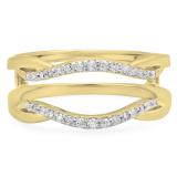 0.20 Carat (Ctw) 10K Yellow Gold Round Cut Diamond Ladies Anniversary Wedding Band Enhancer Guard Double Chevron Ring 1/5 CT