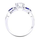 1.40 Carat (Ctw) Sterling Silver Round Cut White Sapphire & Marquise Blue Sapphire Ladies Swirl Split Shank Bridal Engagement Ring