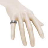 1.40 Carat (Ctw) Sterling Silver Round Cut White Sapphire & Marquise Blue Sapphire Ladies Swirl Split Shank Bridal Engagement Ring