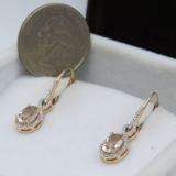 1.65 Carat (Ctw) 14K Rose Gold Oval Morganite & Round White Diamond Ladies Infinity Dangling Drop Earrings