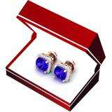 2.80 Carat (ctw) 10K Rose Gold Cushion Cut Amethyst & Round Cut White Diamond Ladies Square Frame Halo Stud Earrings