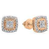 0.25 Carat (Ctw) 14K Rose Gold Round White Diamond Ladies Stud Earrings 1/4 CT
