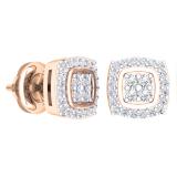 0.25 Carat (Ctw) 14K Rose Gold Round White Diamond Ladies Stud Earrings 1/4 CT