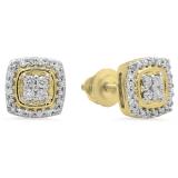 0.25 Carat (Ctw) 14K Yellow Gold Round White Diamond Ladies Stud Earrings 1/4 CT