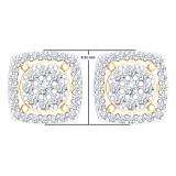 0.50 Carat (Ctw) 10K Yellow Gold Real Round Cut White Diamond Ladies Cluster Stud Earrings 1/2 CT