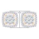 0.50 Carat (Ctw) 18K Rose Gold Real Round Cut White Diamond Ladies Cluster Stud Earrings 1/2 CT