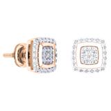 0.25 Carat (Ctw) 10K Rose Gold Real Round Cut White Diamond Ladies Stud Earrings 1/4 CT