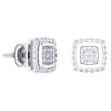 0.25 Carat (Ctw) 10K White Gold Real Round Cut White Diamond Ladies Stud Earrings 1/4 CT