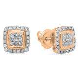 0.25 Carat (Ctw) 18K Rose Gold Real Round Cut White Diamond Ladies Stud Earrings 1/4 CT