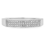 0.15 Carat (Ctw) 10K White Gold Round Cut Diamond Ladies Anniversary Wedding Band