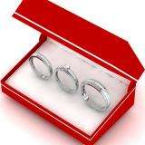 0.85 Carat (Ctw) 10K White Gold Princess & Round Cut White Diamond Men & Women's Fashion Engagement Ring Trio Bridal Set