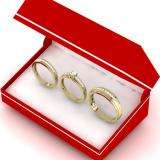 0.85 Carat (Ctw) 10K Yellow Gold Princess & Round Cut White Diamond Men & Women's Fashion Engagement Ring Trio Bridal Set
