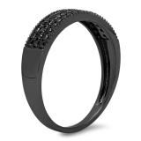 0.55 Carat (Ctw) Black Rhodium Plated 10K White Gold Round Black Diamond Ladies Anniversary Wedding Band 1/3 CT