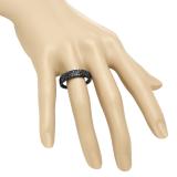 0.55 Carat (Ctw) Black Rhodium Plated 10K White Gold Round Black Diamond Ladies Anniversary Wedding Band 1/3 CT
