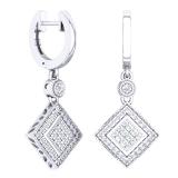 0.45 Carat (Ctw) Sterling Silver Round White Diamond Ladies Dangling Drop Earrings 1/2 CT