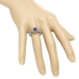 0.80 Carat (Ctw) 10K White Gold Round Cut Amethyst & White Diamond Ladies Bridal Halo Vintage Style Engagement Ring