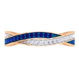 0.35 Carat (Ctw) 10K Rose Gold Round Blue Sapphire & White Diamond Ladies Anniversary Wedding Band Swirl Stackable Ring