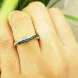 0.35 Carat (Ctw) 10K Yellow Gold Round Blue Sapphire & White Diamond Ladies Anniversary Wedding Band Swirl Stackable Ring