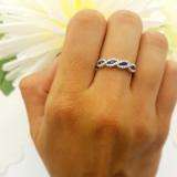 0.35 Carat (Ctw) 10K White Gold Round Blue Sapphire & White Diamond Ladies Bridal Stackable Anniversary Wedding Band Swirl Ring