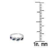0.35 Carat (Ctw) 10K White Gold Round Blue Sapphire & White Diamond Ladies Bridal Stackable Anniversary Wedding Band Swirl Ring