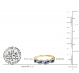 0.35 Carat (Ctw) 14K Yellow Gold Round Blue Sapphire & White Diamond Ladies Bridal Stackable Anniversary Wedding Band Swirl Ring