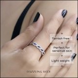 0.35 Carat (Ctw) 18K White Gold Round Blue Sapphire & White Diamond Ladies Bridal Stackable Anniversary Wedding Band Swirl Ring