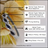 0.35 Carat (Ctw) 18K White Gold Round Blue Sapphire & White Diamond Ladies Bridal Stackable Anniversary Wedding Band Swirl Ring