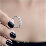 0.35 Carat (Ctw) 18K White Gold Round Blue Sapphire & White Diamond Ladies Bridal Stackable Anniversary Wedding Band Swirl Ring