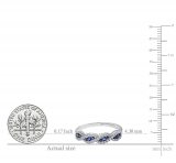 0.35 Carat (Ctw) 18K White Gold Round Blue Sapphire & White Diamond Ladies Bridal Stackable Anniversary Wedding Band Swirl Ring