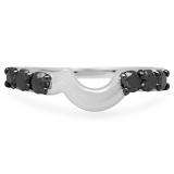 0.60 Carat (ctw) 10K White Gold Round Cut Black Diamond Ladies Anniversary Wedding Band Contour Matching Guard Ring