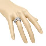 0.20 Carat (ctw) Sterling Silver Round Cut White Diamond Ladies Bridal Cluster Engagement Ring With Matching Band Set