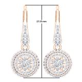0.70 Carat (ctw) 10K Rose Gold Round White Diamond Ladies Cluster Flower Shaped Drop Earrings