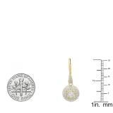 0.70 Carat (ctw) 14K Yellow Gold Round White Diamond Ladies Cluster Flower Shaped Drop Earrings