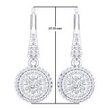 0.70 Carat (ctw) 18K White Gold Round White Diamond Ladies Cluster Flower Shaped Drop Earrings