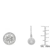 0.70 Carat (ctw) 18K White Gold Round White Diamond Ladies Cluster Flower Shaped Drop Earrings