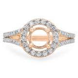 0.40 Carat (ctw) 10K Rose Gold Round Cut White Diamond Ladies Bridal Split Shank Halo Style Semi Mount Engagement Ring (No Center Stone)
