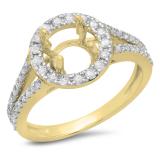 0.40 Carat (ctw) 14K Yellow Gold Round Cut White Diamond Ladies Bridal Split Shank Halo Style Semi Mount Engagement Ring (No Center Stone)