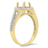 0.40 Carat (ctw) 14K Yellow Gold Round Cut White Diamond Ladies Bridal Split Shank Halo Style Semi Mount Engagement Ring (No Center Stone)
