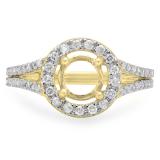 0.40 Carat (ctw) 14K Yellow Gold Round Cut White Diamond Ladies Bridal Split Shank Halo Style Semi Mount Engagement Ring (No Center Stone)