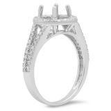 0.40 Carat (ctw) 18K White Gold Round Cut White Diamond Ladies Bridal Split Shank Halo Style Semi Mount Engagement Ring (No Center Stone)