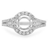0.40 Carat (ctw) 18K White Gold Round Cut White Diamond Ladies Bridal Split Shank Halo Style Semi Mount Engagement Ring (No Center Stone)