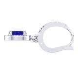 1.70 Carat (ctw) 10K White Gold Oval Cut Blue Sapphire & Round Cut White Diamond Ladies Halo Style Dangling Drop Earrings