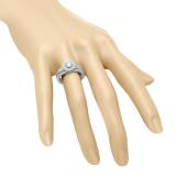 0.85 Carat (ctw) 10K White Gold Round Diamond Ladies Halo Style Bridal Engagement Ring With Matching Band Set