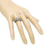 1.10 Carat (ctw) 14K White & Rose Gold Two Tone Round White Diamond Ladies Swirl Halo Bridal Engagement Ring Set